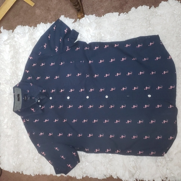 J.Crew Men Shirt Flamingos Blue L